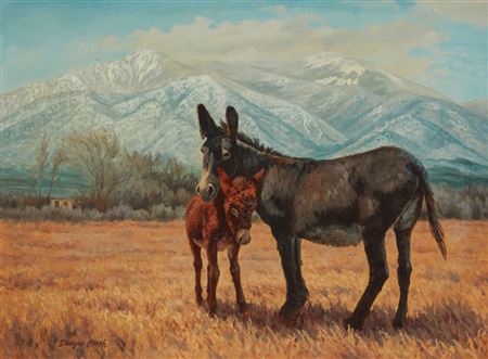 Signed and inscribed with the Cowboy Artists of American monogram lower right: Fellows / CA; titled on a label affixed verso 12" H x 16" W