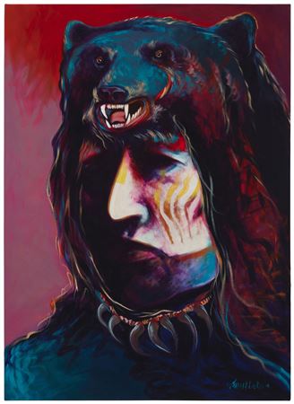 Portrait in a bear headdress
