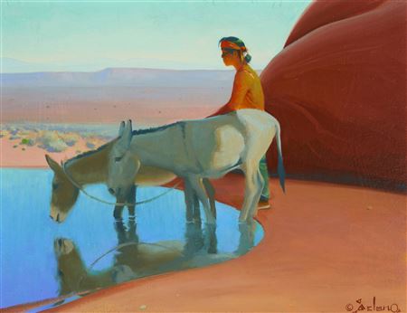 "Navajo Boy and his Burros"