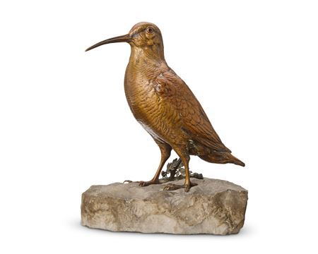 Cold-painted bronze Woodcock