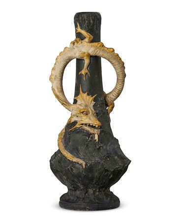 Earthenware figural dragon vase