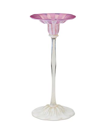 Pastel Favrile glass candlestick