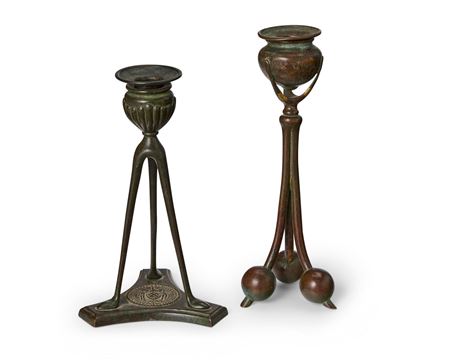 Patinated bronze candlesticks (2)