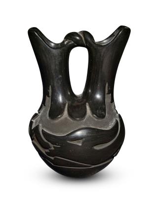 Blackware pottery wedding vase