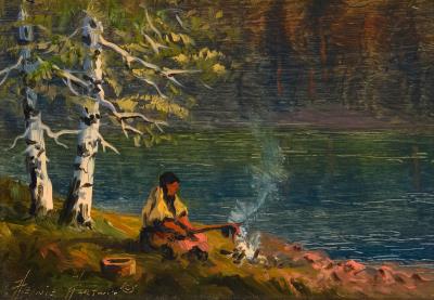 Cooking beside a river
