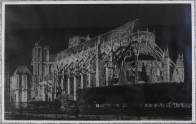 Saint Etienne's Cathedral, Bourges, view of the archbishop's garden, night view