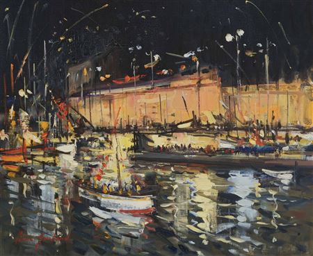 The harbor at night by Pierre Gontard - Auction record, sale price, and art valuation. Compare with similar artists and explore comparable artworks.