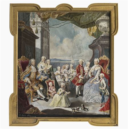 Emperor Franz I and Maria Theresa surrounded by their children