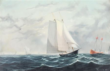 America's Cup Races Rounding the Light Ship Sandy Hook, Off Long Island