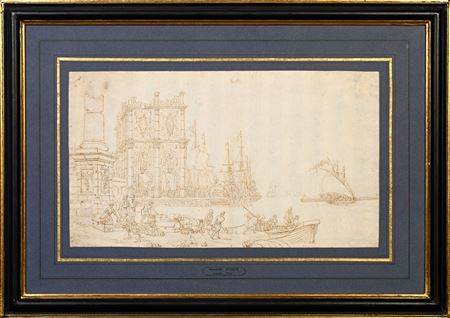 View of a Mediterranean port with figures in oriental costume