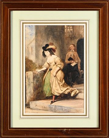 Elegant woman descending the steps
