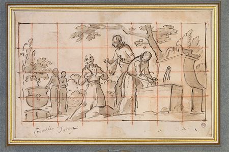 Monks drinking at the fountain Scene from the life of Saint Francis of Assisi
