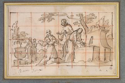 Monks drinking at the fountain (Scene from the life of Saint François d'Assise)