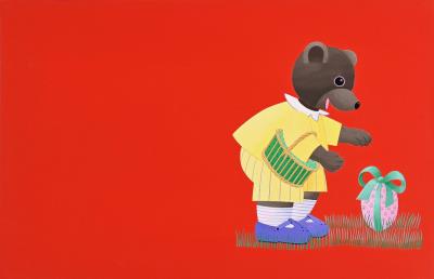 Little brown bear looking for eggs, cover illustration