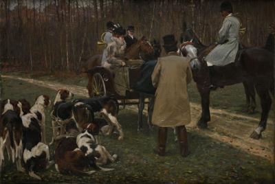 Elegant Lady Following a Hunt in the Forest