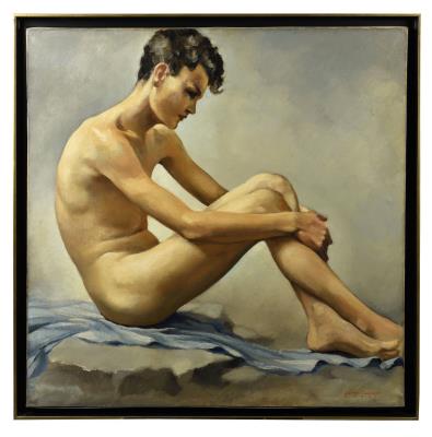 Seated nude young man