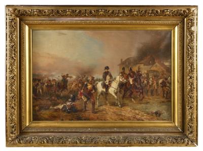 Waterloo. Emperor Napoleon I on horseback observing the debacle, evening of June 18, 1815