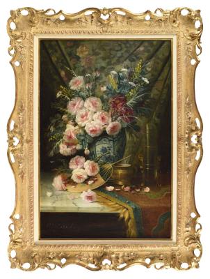 Still life with a vase of flowers