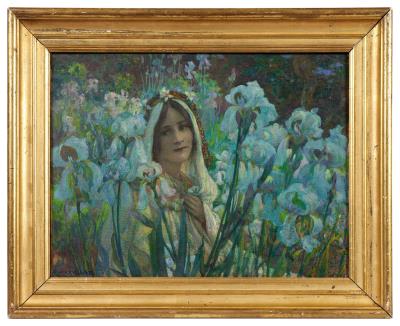 Woman with Flowers in the Early Morning by Numa-Francois Gillet - Auction record, sale price, and art valuation. Compare with similar artists and explore comparable artworks.