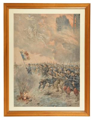 The Defenders of Reims: 1914 by Job - Auction record, sale price, and art valuation. Compare with similar artists and explore comparable artworks.