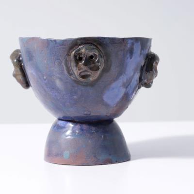 Footed Bowl with Faces