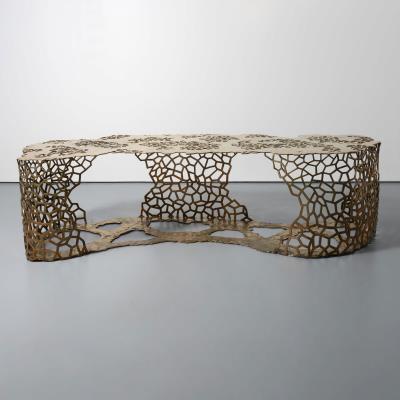 Monumental LATTICE RIBBON Custom Bronze Console Table