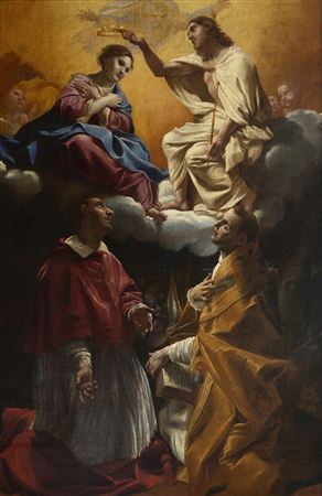 Coronation of the Virgin with Saint Charles Borromeo and a Bishop Saint by Giovanni Lanfranco - Auction record, sale price, and art valuation. Compare with similar artists and explore comparable artworks.