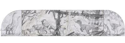 Jurassic Park Visitor Center Mural – Final Concept Art / Jurassic Park Drawing (In 3 Parts)