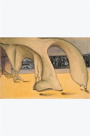 Rêve à Barcelone, 1935/Surrealist composition with geometric shapes and knots (double-sided work)