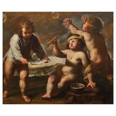 Putti Playing with Soap Bubbles