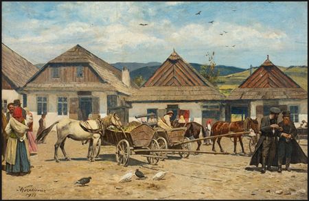 Market in the town of Galicia, 1922