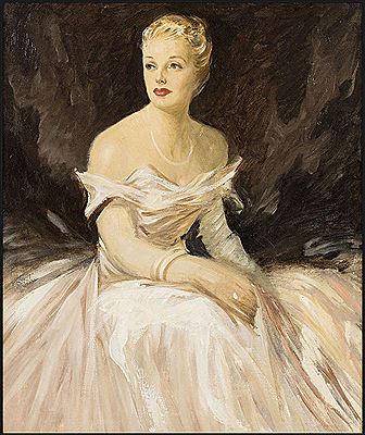 Portrait of a woman in an evening gown by Stefan Norblin - Auction record, sale price, and art valuation. Compare with similar artists and explore comparable artworks.