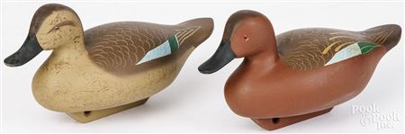 Pair of blue wing teal duck decoys