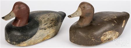Pair of redhead duck decoys