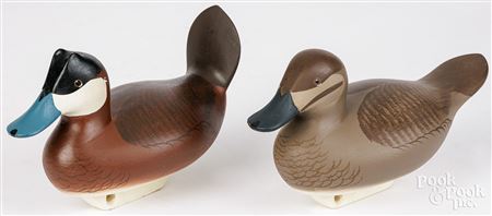Pair of ruddy duck decoys