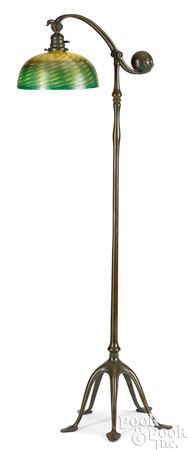 Counterbalance floor lamp with Damascene shade