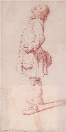 DOUBLE-SIDED DRAWING; FIGURE STUDY OF A STANDING YOUNG MAN A DOG AT HIS FEET; VERSO A HALF LENGTH STUDY OF A MAN