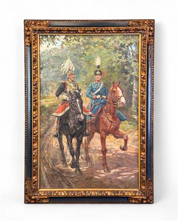 King Alphonse XIII and Queen Victoria on horseback 1891