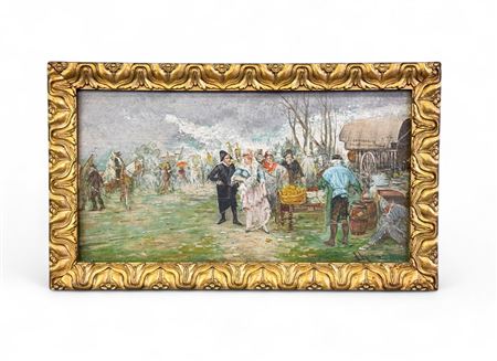 Couples in Andalusian outfits, possibly celebrating La Feria de Abril by Juan Egea Y Marin - Auction record, sale price, and art valuation. Compare with similar artists and explore comparable artworks.