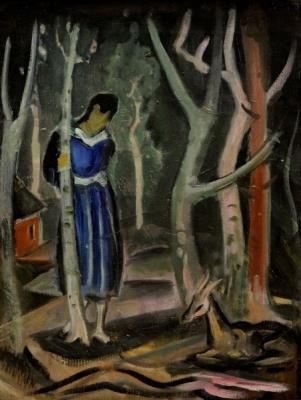 Stehende Frau zwischen Bäumen und ein liegendes Reh. by Otto Gussmann - Auction record, sale price, and art valuation. Compare with similar artists and explore comparable artworks.