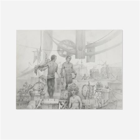 Untitled (Man with Flag and Other Figures)