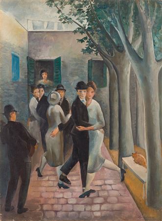 Dancers in a courtyard by Olga Nikolaevna Sakharova - Auction record, sale price, and art valuation. Compare with similar artists and explore comparable artworks.