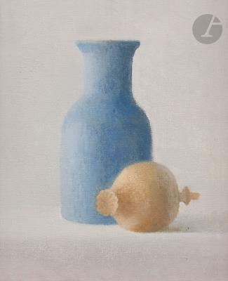 Blue vase and poppy