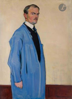 Self-portrait in a blue blouse