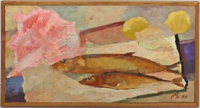 Still life with two fish and lemons