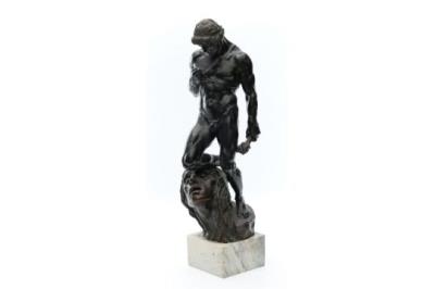 David as a Youth (Nude), kneeling on the head of the defeated Goliath by Hermann Prell - Auction record, sale price, and art valuation. Compare with similar artists and explore comparable artworks.