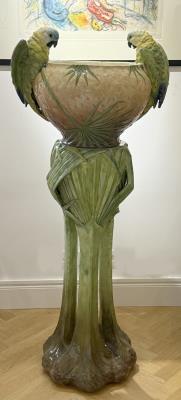 Large Art Nouveau cachepot with two parrots by Delphin Massier - Auction record, sale price, and art valuation. Compare with similar artists and explore comparable artworks.
