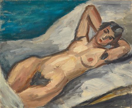 Two paintings including 'Femme nue alongée'