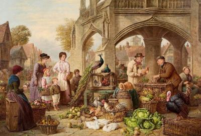 Sample artwork by Henry Charles Bryant (1835/36 - 1915), known for portrait, landscape, figure and genre painting, farmyards and market scenes - View similar artists and auction records