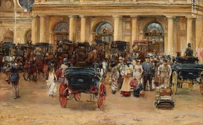 At the Railway Station, Rome by Jose Garcia Ramos - Auction record, sale price, and art valuation. Compare with similar artists and explore comparable artworks.